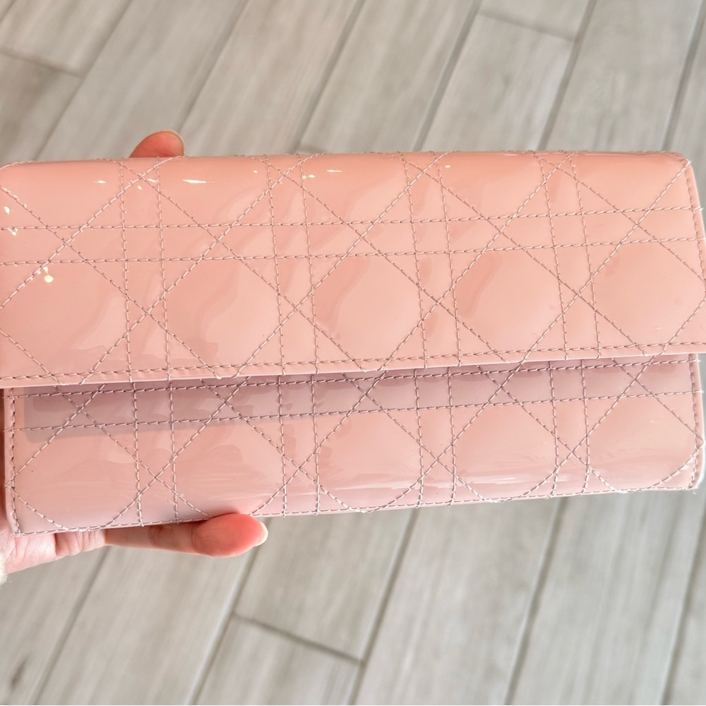 Christian Dior Quilted Patent Leather Clutch - rose C. 
100% Authentic